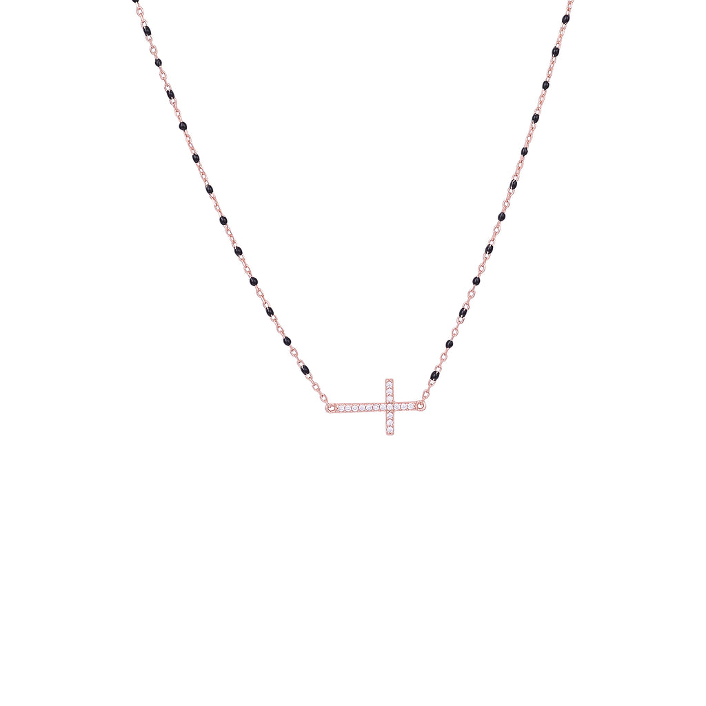Zara Black Side Cross Necklace