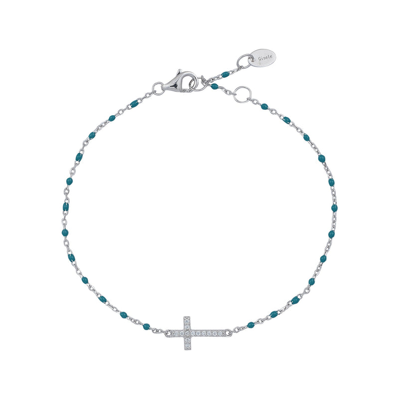 Zara Turquoise Side Cross Chain Bracelet
