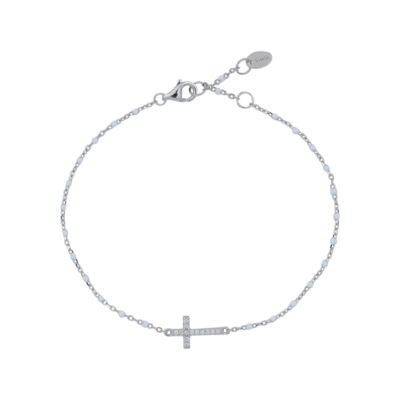 Zara Pearl Side Cross Chain Bracelet