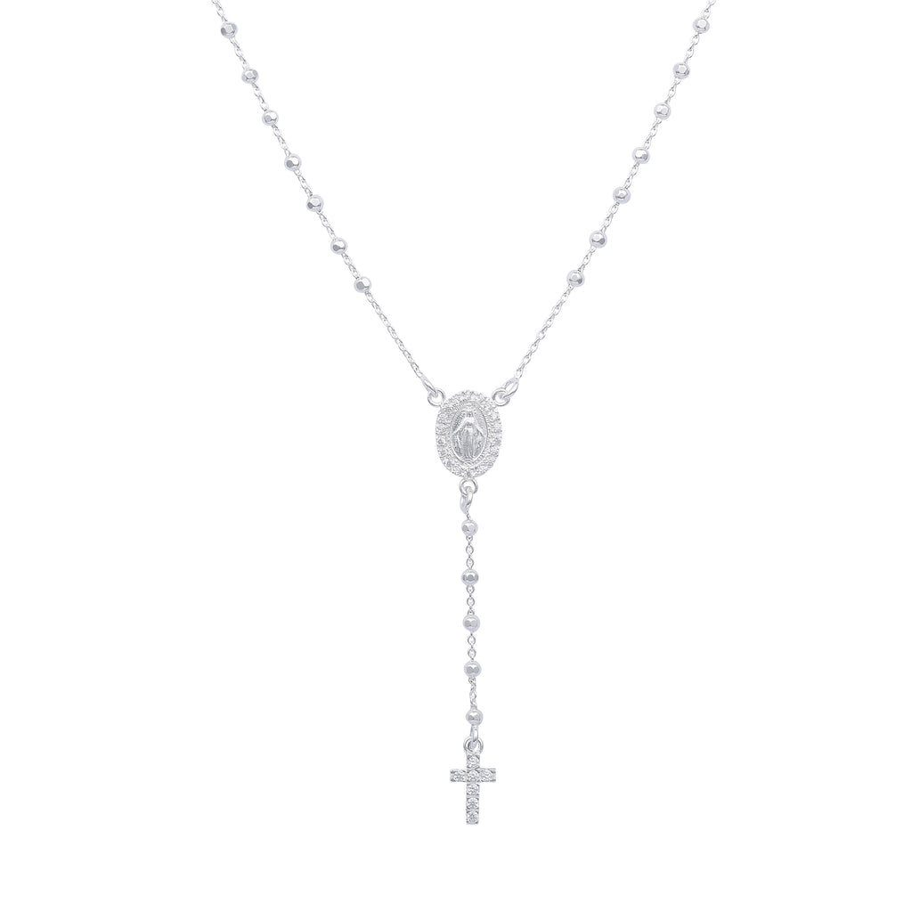 Gracie Rosary Necklace - Gisele Collection Silver