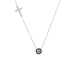 Suzanne Evil Eye Side Cross Necklace