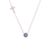 Suzanne Evil Eye Side Cross Necklace