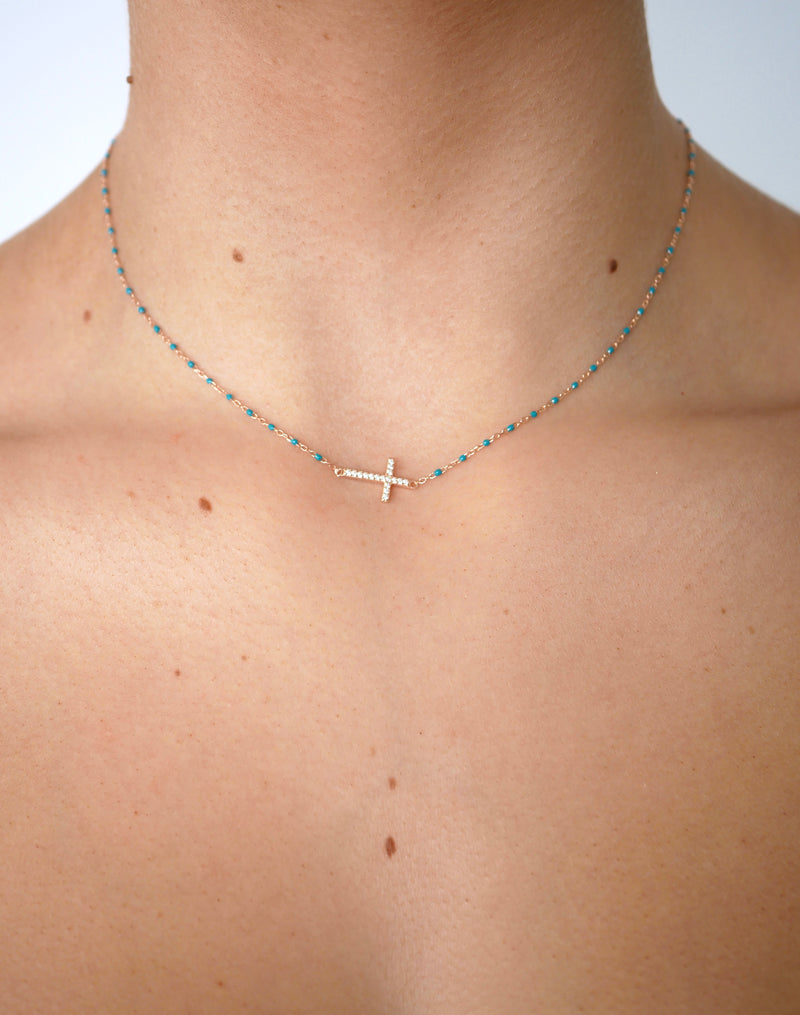 Zara Turquoise Side Cross Necklace