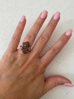 Joelle Adjustable Black Crystal Rose Gold Ring