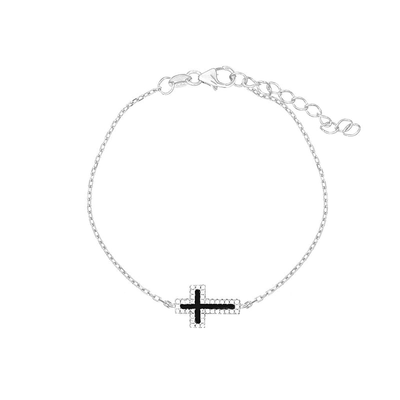 Aria Black Agate Cross Bracelet