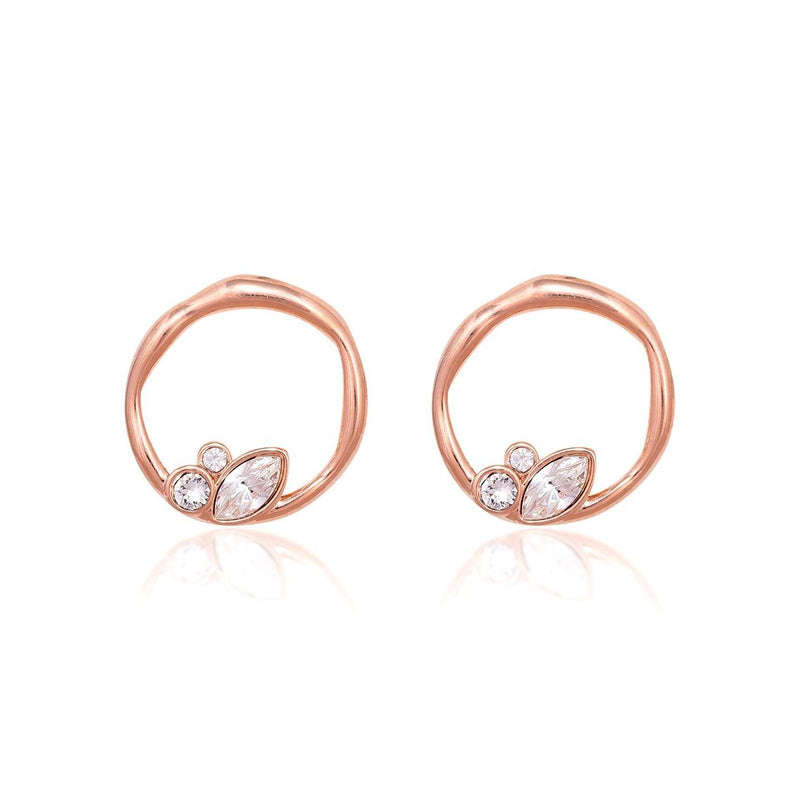 Celina Crystal Circle Earrings Rose Gold