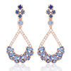 Claudette Blue Crystal Earrings Rose Gold