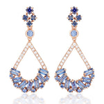 Claudette Blue Crystal Earrings Rose Gold