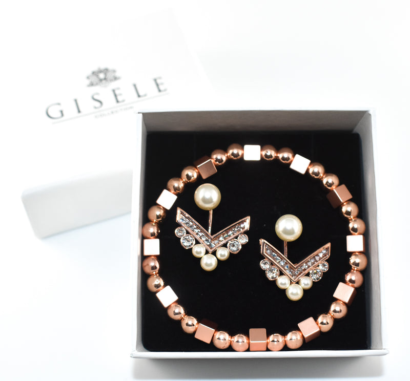 Isabella Crystal & Pearl Earrings & Bracelet Gift Set