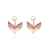 Isabella Crystal & Pearl Triangle Earrings Rose Gold - Gisele Collection