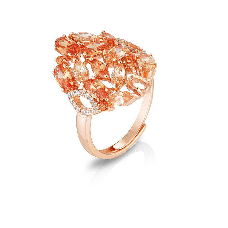 Joelle Adjustable Champagne Crystal Rose Gold Ring