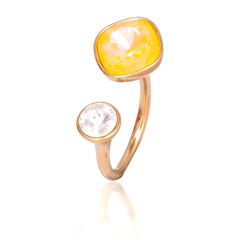 Katrina Yellow Crystal Gold Ring
