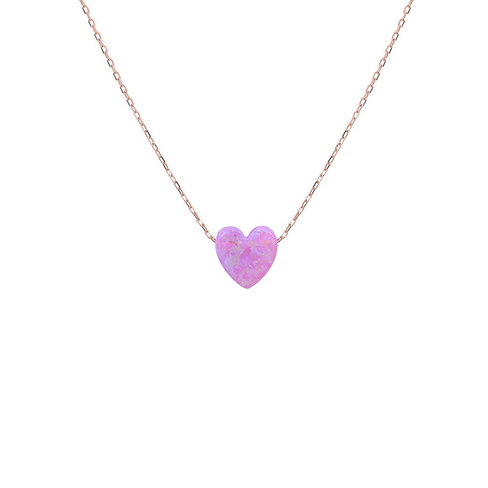 Lulu Pink Opalite Heart Necklace