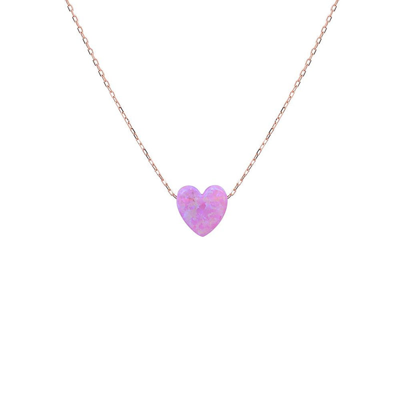 Lulu Pink Opalite Heart Necklace