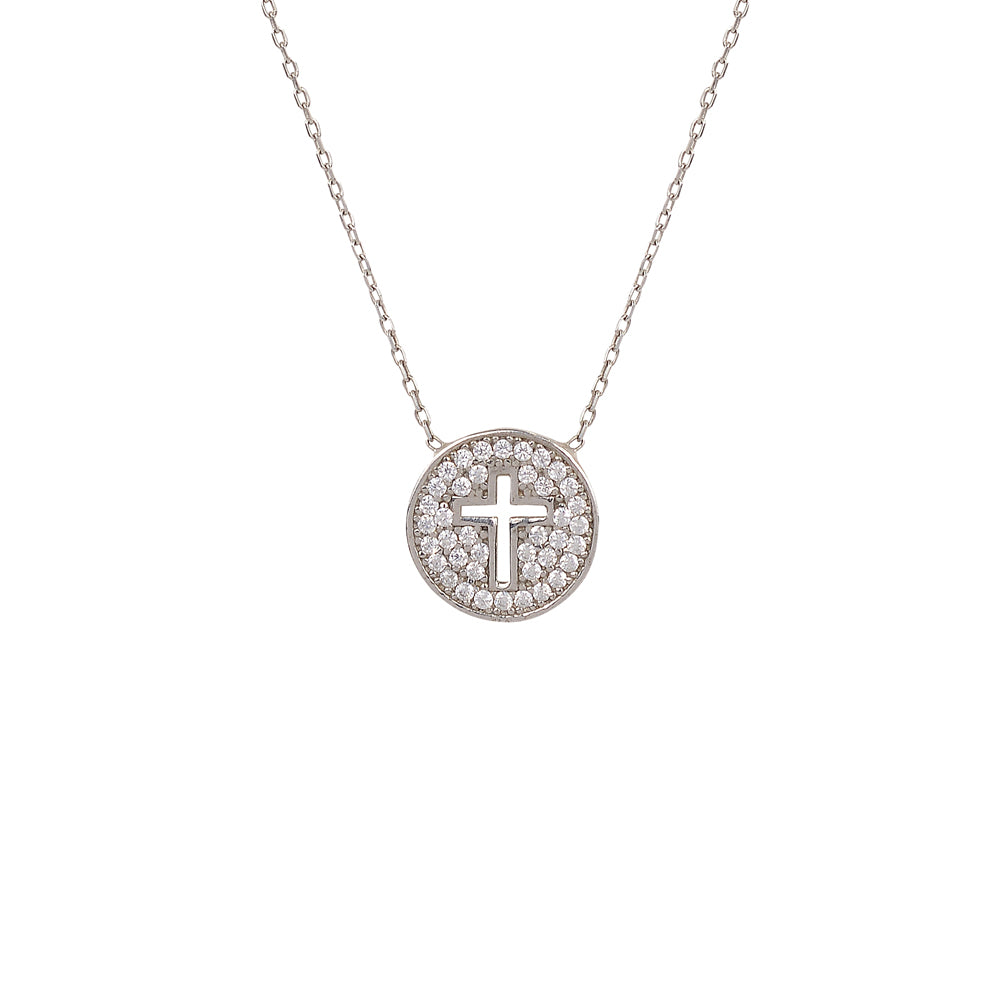 Caterina Outline Cross Necklace - Gisele Collection Silver