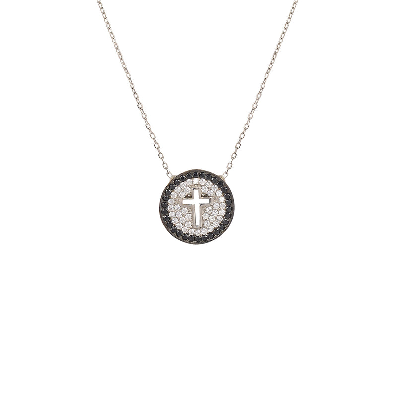 Selena Black Outlined Cross Necklace