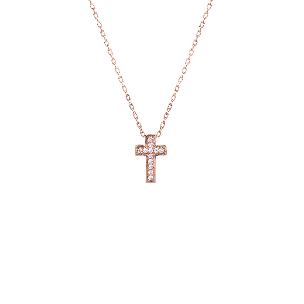 Ava Cross Necklace - Gisele Collection Rose Gold