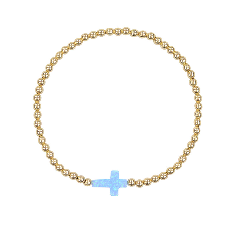 Eve Beaded Bracelet with Blue Opalite Cross