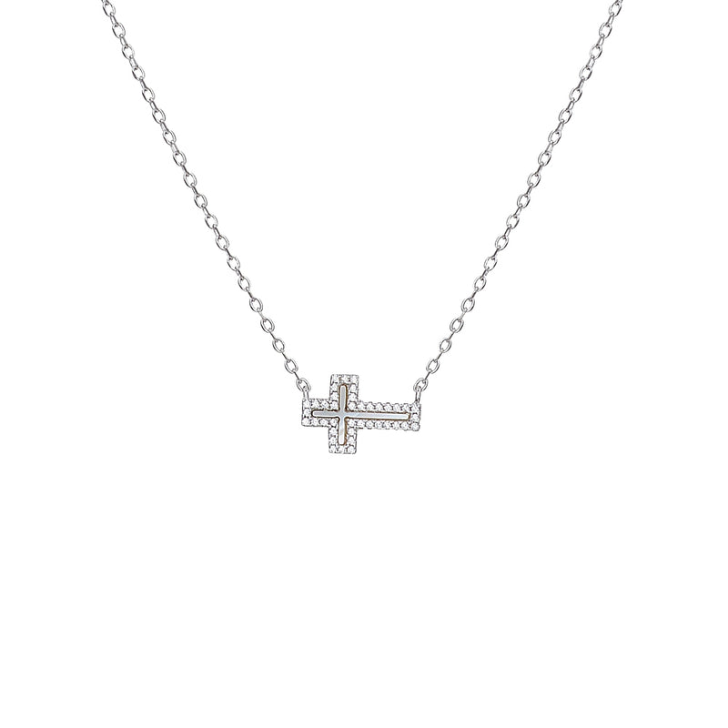 Emily Pearl Side Cross Necklace