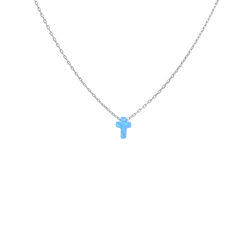 Mini Eve Blue Opalite Cross Necklace