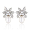 Selene Crystal & Pearl Stud Earrings in Silver - Gisele Collection